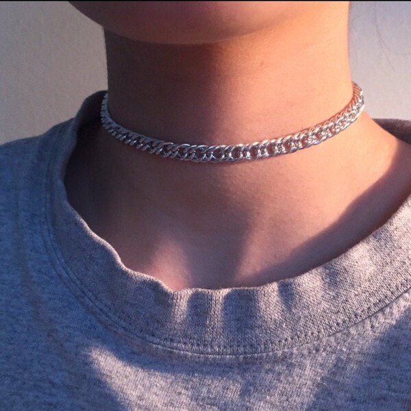 Silver Chain Choker Adjustable