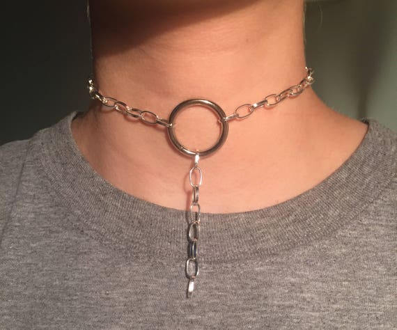 Silver O Ring Chain Choker Necklace Adjustable Etsy Silver O Ring Chain Choker Necklace Adjustable Etsy