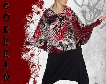 Poncho, cape 'Red touch...' and its sleeves