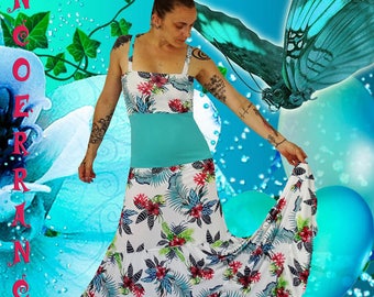 Robe longue  en maille stretch  'Un été à la plage ...'