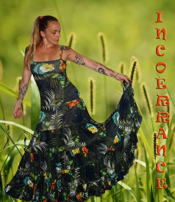 Stretch mesh lange jurk dress boho etnische jurk petticoat mijn Jungle stijl. Etsy Nederland