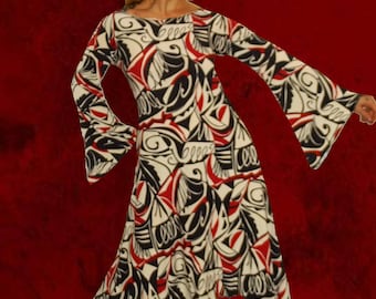 Robe  asymétrique  , robe bohème , robe ethnique  ,robe tunique  ' Ethnik red ...  '