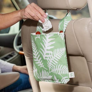 Fern Forest: Car garbage bag, vinyl lined, earth-friendly.