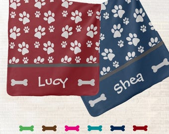 Hund Decke personalisierte Pfote Drucke - fügen Sie Hund Name & Farbe