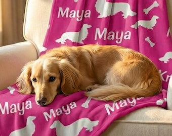 Long Hair Dachshund Blanket Personalized with Name & Color