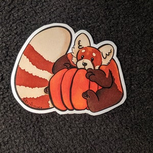 Pegatina de calabaza de panda rojo