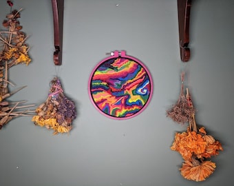 Abstract Rainbow Color Splash Embroidery
