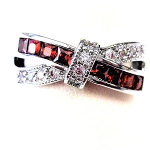 Vintage Jewelry ~ Ring .925 Silver-plated  Faux Ruby   Costume Ring   8.75  (JM)
