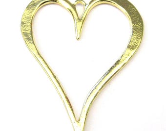Jewelry Supplies ~  Large Heart  Open Pendant - Gold-tone   Per 1 pc -  2 3/4"  -  Grp OGH (PFB)