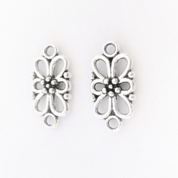 Jewelry Supplies ~  Flower Charms  Pendant Connector Links  Chandelier Components  Silver-tone   Small -  2 or 8 pieces  (Grp CH)