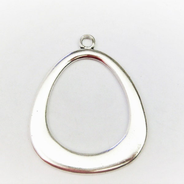 Jewelry Supplies ~  1  Large Open Teardrop Pendant  Chandelier Bold   Silver-tone  -  2 1/8"  Per Pc  (Grp SY)