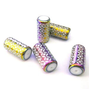 Jewelry Supplies ~  5 Column Glass Bugle Tube Beads- Electroplated - 3/4&quot; long  - Set/5   Grp-GBE  (N17A)