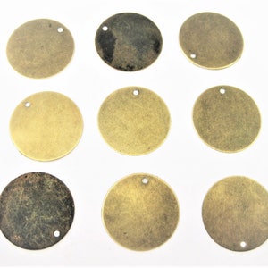 Jewelry Supplies ~  10  Antique Bronze tone   Round  Metal Blanks  Jewelry Making - Stamping, Charms  20mm  *Ultra Thin   (G-2B)
