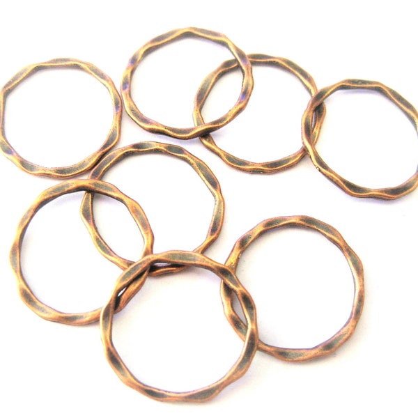 Jewelry Supplies ~  8 Copper-tone Ring  Connectors   7/8" dia. -  Set/8 or 20    (G4A)