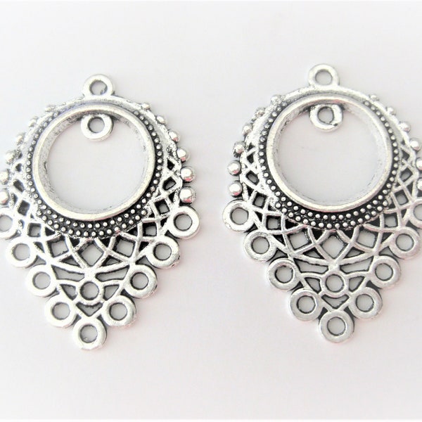 Jewelry Supplies ~  Silver Chandelier  Earring  Pendant  Charm   Set/2    (Grp LK)