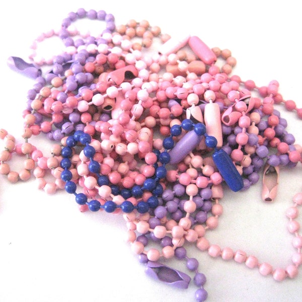 Jewelry Supplies -  20 Ball Chain w/Closures -  4 1/2"  - Key Chain size  - 2.5mm Ball Iron -  Pink, Purple  (N10C)