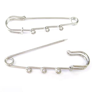 Jewelry Supplies -  Safety Pins - 3 Loops - Stainless,  2 1/2"  - Per 2 or 8pc  - Jewelry, Crafts  -  #SSP  (GP1)
