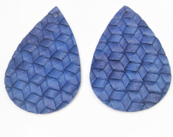 Jewelry Supplies ~  Earring Blanks   Vegan Leather  Die Cut   Large Teardrop   Navy   (N6B)
