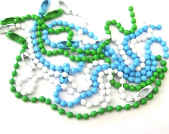 Jewelry Supplies - 9  Ball Chain w/Closure -  Key Chain  4"  - 2.5mm Ball Iron -  Ocean Colors  Set/9 pc  (N19C)