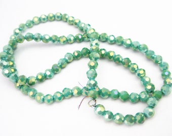 Jewelry Supplies ~  Glass Electroplated Turquoise Beads  4mm  Strand  approx 100 beads  (G3C)