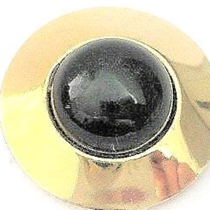 Vintage Accessories ~  Scarf Clip  Modern  Black   Gold-tone metal   1 1/2&quot; dia    (GP-1)