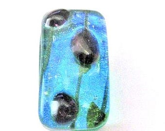 Jewelry Supplies ~   Glass Bead  Pendant  Bead  Blue Green Black Clear  Retangle  Gorgeous colors!   (G-1B)