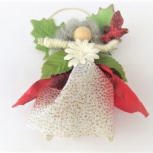 Angel Fairies -  Angel  Fairy  Handmade   Ornament  Decoration  Gold  White  Silver  Christmas  Red Dove  Leaf Wings  &#39;Victoria&#39;