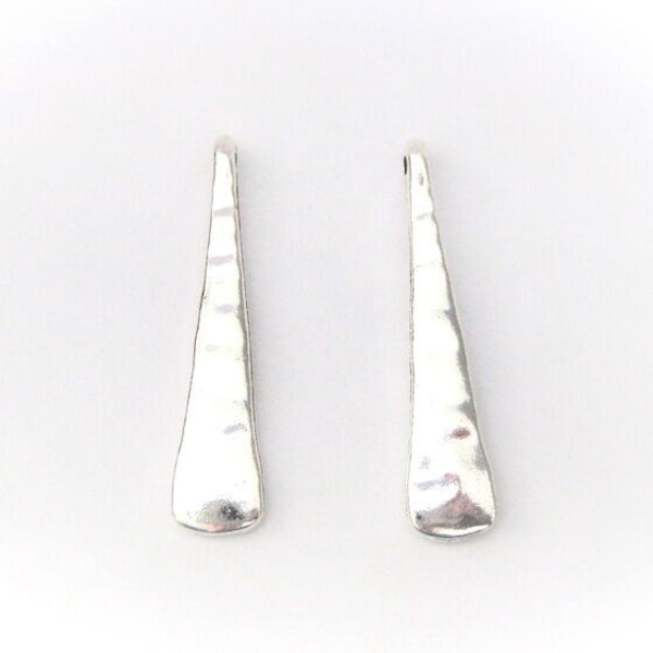 Jewelry Supplies ~  Silver Long  Earring  Pendant Blank - Sturdy/Heavy  -  Per 1 or 2pc   (Grp LC / N13C)