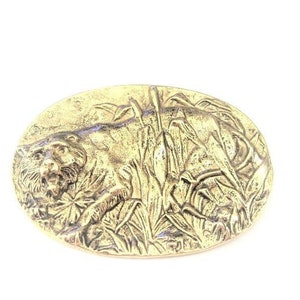 Vintage Jewelry ~ Goldtone Tiger  Pin  Brooch  Big Cat     (N12A)