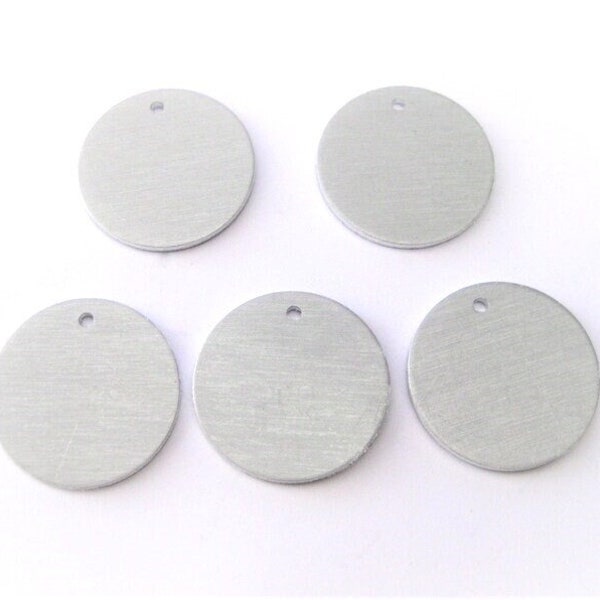 Jewelry Supplies ~  5, 10, 20  Aluminum Round Blank  Tags  Stamping, Jewelry, Charms, Pendants   1" dia.  - 16ga  Drilled w/Hole   (G-2B)