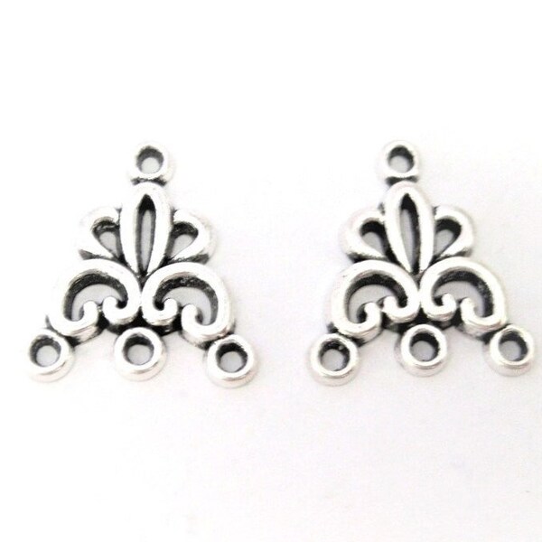 Jewelry Supplies ~  Silver Chandelier Earring  Pendant Component  Supply - Small -  Set/2   (Grp ST)