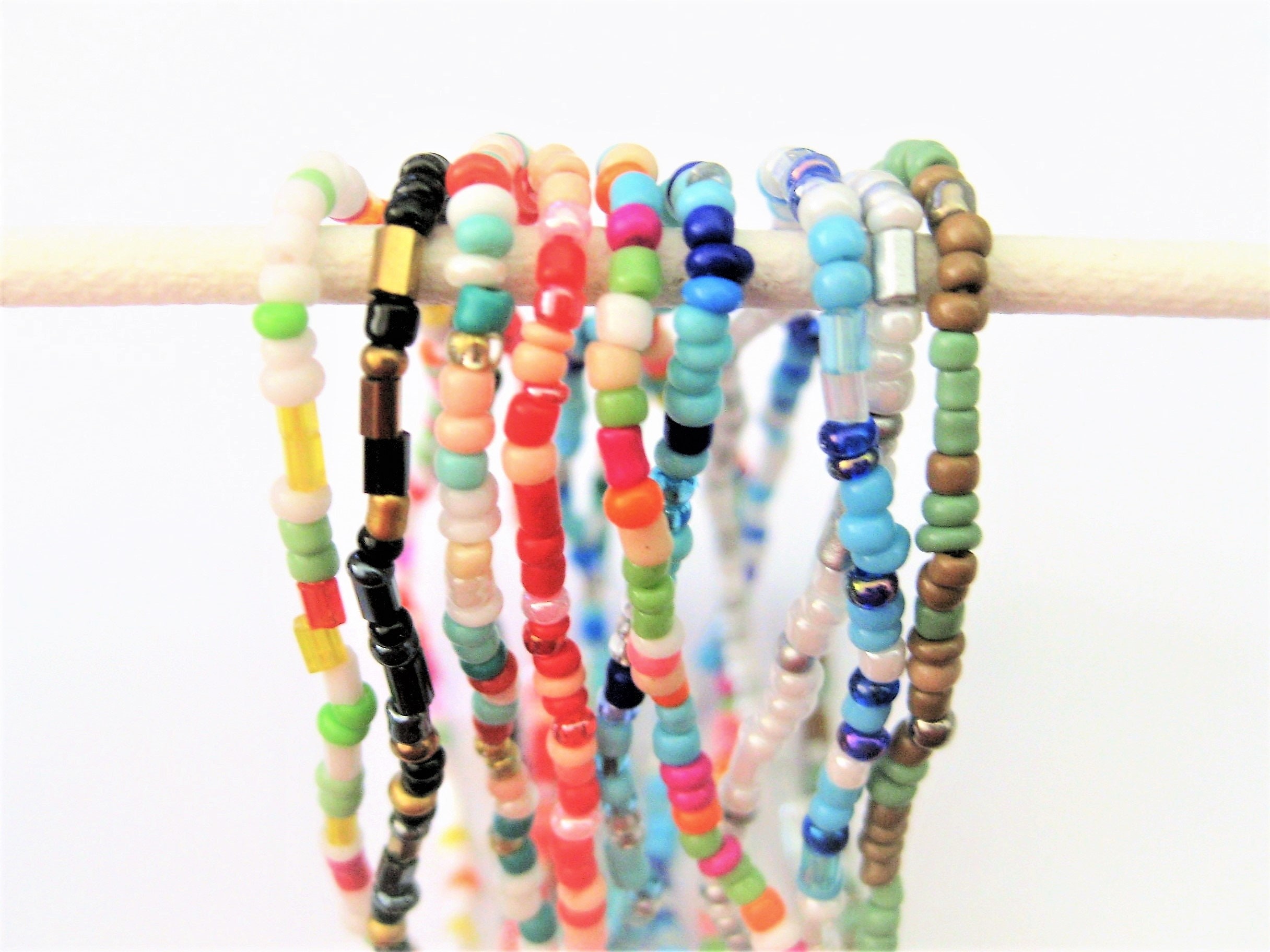 Macrame Glass Seed Bead Adjustable Bracelet – Stones + Paper