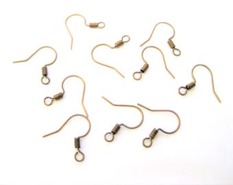 Jewelry Supplies - 10pc Brass Earring Wires Hooks  - 5 pairs -  #BE4   (N11B)