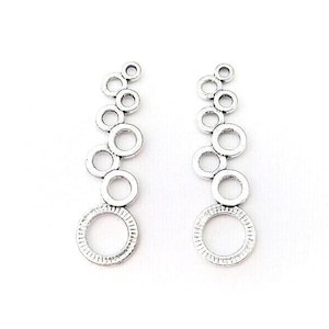 Jewelry Supplies ~  Linear Loops Chandelier Earring  Pendant - Silver-tone   Set/2   (Grp AY)