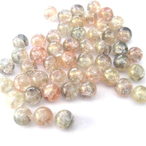 Jewelry Supplies ~  50 Glass Crackle Beads - Gold, Khaki, Blush, Grey  Round -  8mm - #GB50  (GP1)