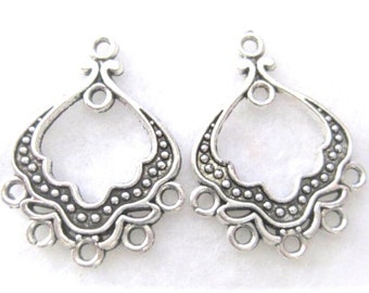 Jewelry Supplies ~  Silver Chandelier Earring  Pendant Charm Supply  Set/2    (Grp D)