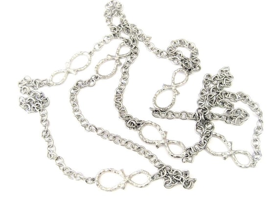 Vintage Jewelry ~  Emmons  Long Necklace  Silver-… - image 1