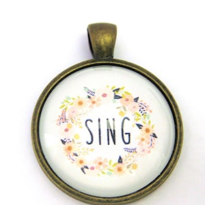 Jewelry Supplies ~  SING Floral Pendant Dome  Floral  Bronze-tone    1 1/2"   (G-1C)