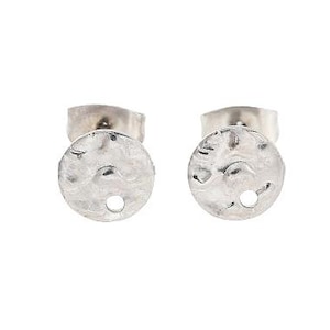 Jewelry Supplies -  4 pair Stainless Steel Stud Earring Posts - Flat, Round - 10mm - Earring Backs Included  -  Set/4pr -  Grp/ESSC  (N18C)