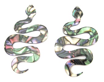 Jewelry Supplies  -  Snake Pendant  Rainbow Colors  Acrylic  - 2 pc   (N11A)