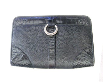 Vintage Purses ~  Brighton Black Wallet  Clutch  Purse   Leather  1980-90's  Nice Condition   (WBL)