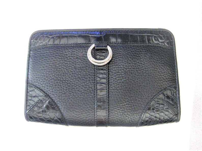 Vintage Purses ~ Brighton Black Wallet Clutch Purse Leather 1980-90's Nice Condition (WBL) image 1