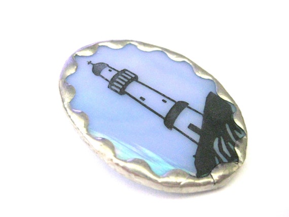Vintage Jewelry ~ Glass Laser-Etched Brooch Pin  … - image 2