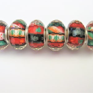 Jewelry Supplies ~  Resin Spacer Beads   Set/6  Large Hole   14x10mm   &#39; Holiday Spirit &#39;