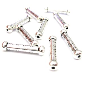 Jewelry Supplies ~  10  Silver Tube Bar Beads, Tibetan Style  Spacer Beads -  7/8&quot; -  #LT01   (G5A)