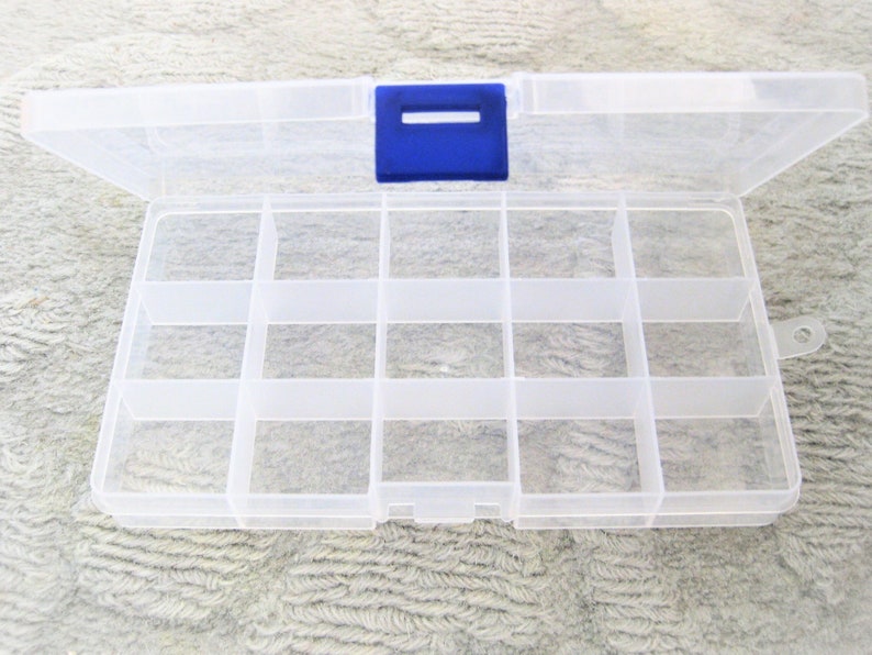 Craft Supplies Storage Container for Beads, Charms, Jewelry Supplies Plastic 15 Divided Organizer Compartments 1, 2 or 5 Quantity image 1