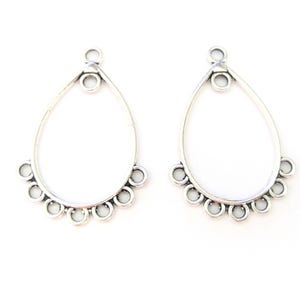 Jewelry Supplies ~  Silver Chandelier Earring  Pendant Teardrop Supply  Set/2    (Grp CN)