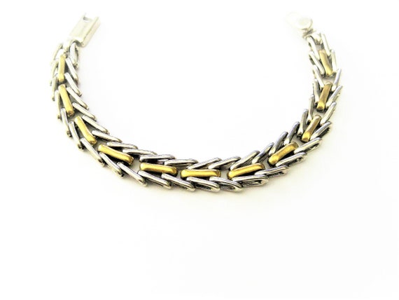 Vintage Jewelry - Sterling Silver Bracelet  Chevr… - image 1