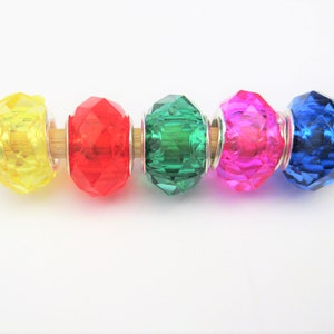 Jewelry Supplies ~  Resin Spacer Beads  Set/5  Large Hole   14x10mm  -  &#39;Holiday Lights&#39;