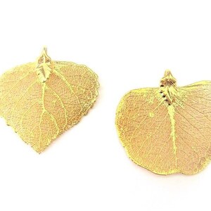 Jewelry Supplies ~  Gold Covered Leaf  Pendant  - Electroplated Gold   - You Select   (N9A)